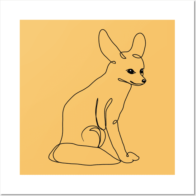 Fox Lover: Fennec Fox Line Art Drawing Wall Art by ShopBuzz